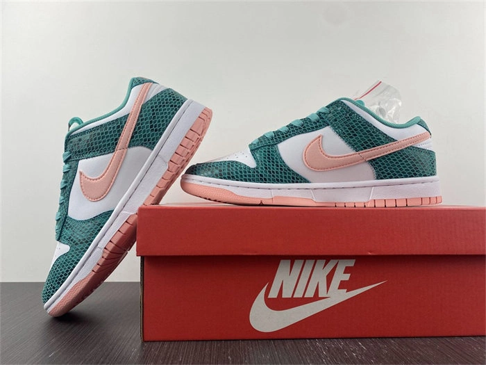 Lightweight Nike Dunk Low Snakeskin Washed Teal Bleached Coral DR8577- 4704