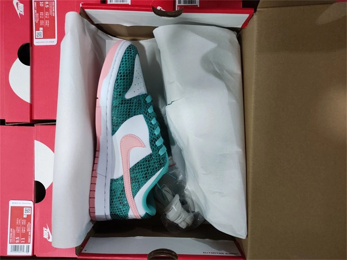 Lightweight Nike Dunk Low Snakeskin Washed Teal Bleached Coral DR8577- 4704